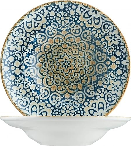Bonna 6 sopptallrikar set pastatallrik mattallrik tallrik djup 27 cm Alhambra gourmet, blå, beige