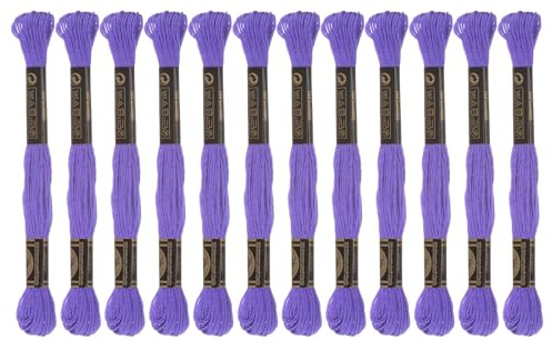 Sourcing karta 12 trådar broderigarn à 8 m av egyptisk långfiberbomull för broderiprojekt, armband, lila
