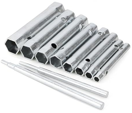 JNNJ 10 Stück Metrische Rohrsteckschlüssel-Set, 6–22 mm Rohrstange Zündkerzenschlüssel Für Kfz Klempner Reparatur Doppelseitiges, Handwerkzeug Aus Stahl Steckschlüssel