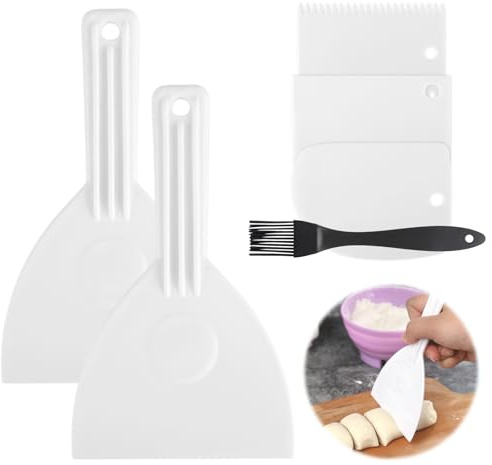 2 Pieces Plastic Dough Spatula and Cutter, Silicone Brush for Pizza, Pastry and Baking Bread