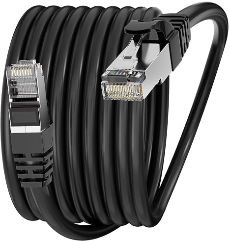 Soibke Cable Ethernet 8 metros, Cat 6 Alta Velocidad Cable de Red 8m FTP Blindado, Gigabit 23AWG Cable LAN Internet Exterior Interior Largo Cable RJ45 para PS5/4 Router Switch Módem