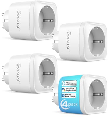 Presa intelligente WiFi, confezione da 4 prese Alexa con misurazione della corrente 16 A, presa Wi-Fi intelligente compatibile con Alexa e Google Home, controllo remoto tramite app, controllo vocale
