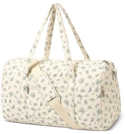 Gym Bag for Women, Cute Duffle Bag, Quilted Duffle Bag for Travel, Floral Duffle Bags, Weekend Bag with Zipper Pocket Dance Bag Organizer
