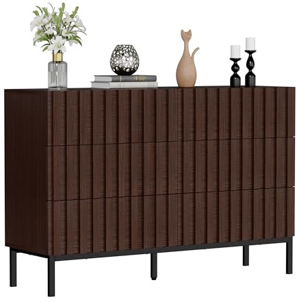 UEV Kommode mit 6 Schublanden, 73,4 x 34,5 x 100cm, Schrank mit Schubladen, Schmal Kommode,Aufbewahrungskommode,Schrank für Wohnzimmer,Schlafzimmer,Flur(Braun)