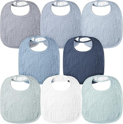 bearmoss Muslin Baby Dribble Bibs 100% Cotton Baby Bandana Square Drool Bibs for Unisex Baby Girls Boys Toddlers Drooling and Teething