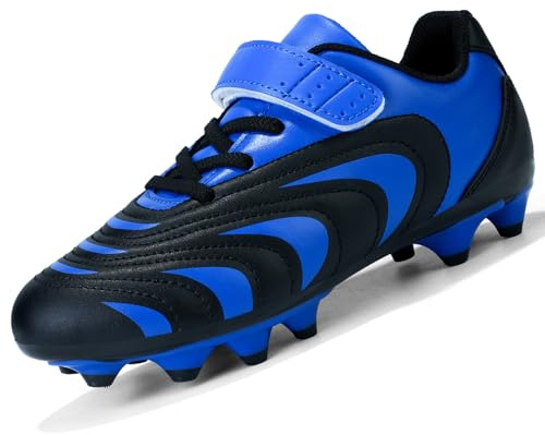 Unitysow Boys Football Boots Kids Girl Soccer Shoes Junior Astro Turf Trainers Athletics Sport Shoes Teen Indoor Outdoor Football Shoes Sneakers Unisex,Blue,11 UK Child