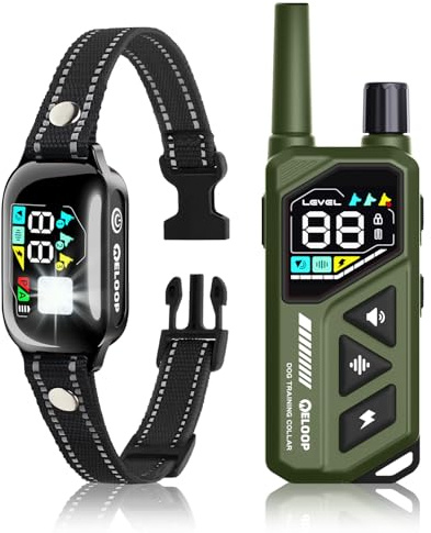 ELOOP 2-in-1 AI Anti-misoperation Smart Dog Bark Collar, Dog Training Collar with 3300FT Remote, IPX7 Waterproof Automatic Anti-Barking Device for 1 Dog with Beep, Vibration, Safe Shock Modes