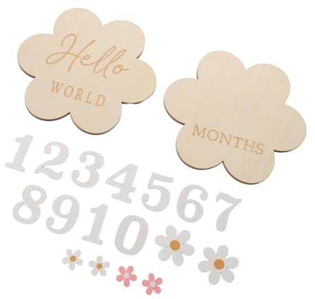 FUNNETOYU Wooden Monthly Milestone Cards with Flower Design Months Newborn Growth Tracker Photo Props for Shower Keepsake Announcement Signs