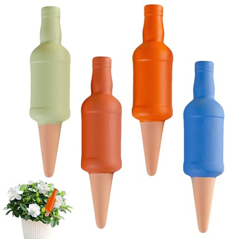Växtbevattningsapparater – 4 delar automatisk terrakotta, flaskformade spikar med långsam frisättning för konsekvent vattning, terrakottamaterial med hållbar konstruktion, trädgårdstillbehör