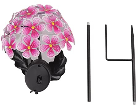 Mtlavishness Luz Solar De Hortensia, 26 LED, Lámpara Decorativa De Hierro Realista con Estaca De Flores para Exteriores, para Jardín, Porche, Césped, Rosa (038B Rosa)