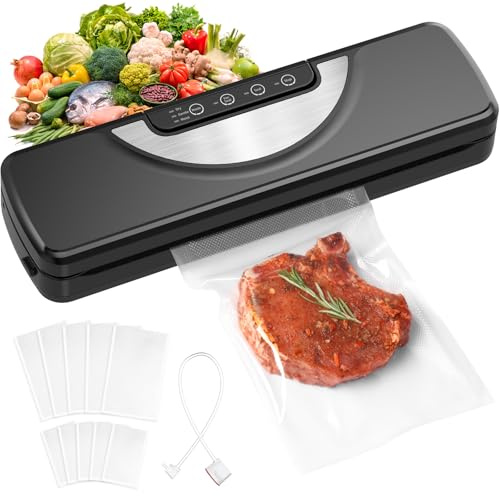 Vacuum Sealer Machine, Automatic Food Vacuum Sealer with Built-in Cutter and 30cm Sealing Bar, Multi-Functional Food Saver with 10 Vacuum Bags and External Hose for Dry Moist Soft Food Preservation