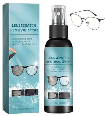 Efface-Rayures pour Lunettes – Spray de réparation de lentilles, Nettoyage de Verre d'entretien | Détail de Protection, réduction des Rayures, vitrines de Microscope, Montres