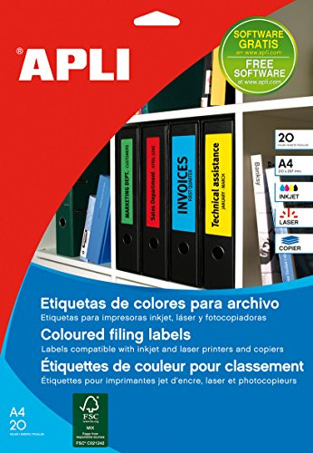 Apli 001377 Lot de 80 Etiquettes Dos de classeur 190 x 61 mm Vert