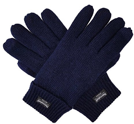 BRUCERIVER Uomo Maglia di lana Guanti puri con Rivestimento Taglia L/XL (Navy Touchscreen)