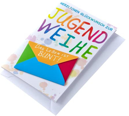 Perleberg Karte zur Jugendweihe - Lifestyle Collection - Jugendweihe Geldgeschenke für Jungen & Mädchen - Jugendweihekarten Mädchen & Jungs - Postkarte mit Umschlag in 11,6 x 16,6 cm