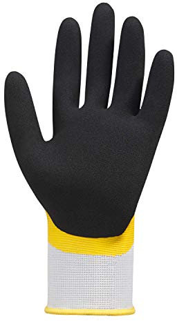 teXXor Handschuhe Polyester-Strickhandschuhe Latex weiß/gelb/schwarz 11