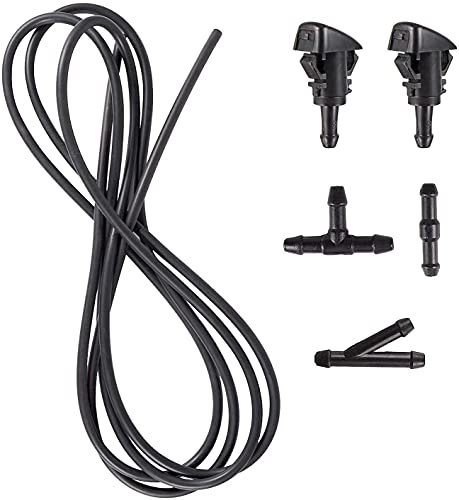 Tiardey 2 Pcs Lave-Glace Squirter Buse Spray Compatible avec Dodge, Jeep, Ram et 3 mètres de Tuyau de Fluide avec connecteur 3 Pcs