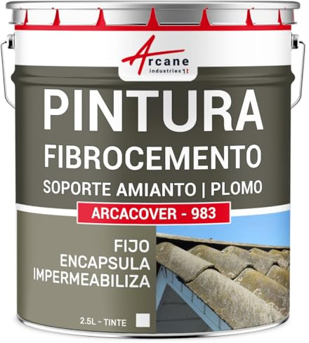 Peinture Fibrociment Amiante - Résine d'Encapsulage et Protection, Rénove et Protège Toiture Fibrociment, Imperméable et Durable - 2.5 L Blanc - ARCANE INDUSTRIES