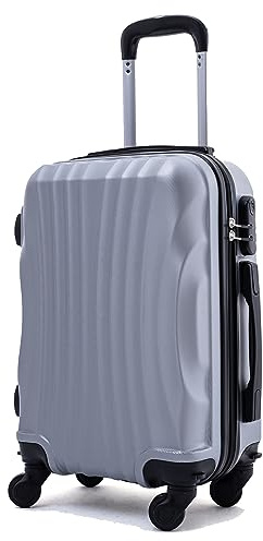 R.Leone Ryanair 55x40x20 cm Valigia Trolley Bagaglio a mano 4 Ruote rimovibile Ultraleggero in ABS Autonomo 20373N (Argento, Valigia 55X40X20cm)