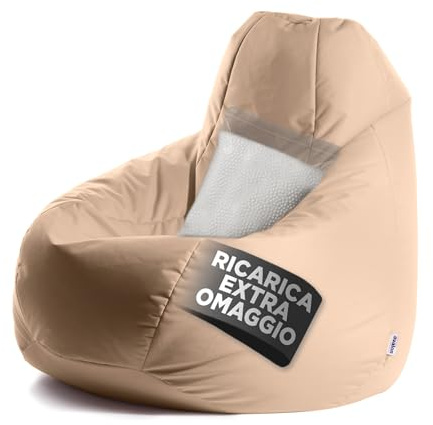 Avalon - Puff Poltrona Sacco XXL Jive Deluxe Sfoderabile, Pouf Sacco di Qualità Sartoriale, Bean Bag per Sedersi Ergonomico, Tessuto Antistrappo Impermeabile, Made in Italy(95x135cm-Ecrù)