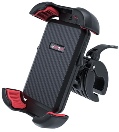 Windone Bike Phone Holder, Motorcycle Phone Mount, Handlebar Phone Mount for Bicycle Scooter, Bike Accessories Compatible with 4.7~6.7 iPhone, All Smartphones, Red