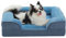 PAWZ Road Kleines Hundebett, waschbar, orthopädisch mit abnehmbarem Flanellbezug und Reißverschluss, Hundesofa für kleine Hunde, 2-lagiges wasserdichtes Hundebett Blau, 61x45x16cm