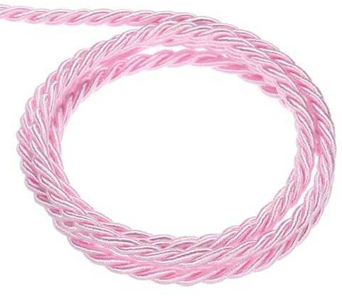 QUARKZMAN Corda Intrecciata in Poliestere 20m, 3mm 3 Strati Cordino Decorativo Ritorto Flessibile Brillante per Tenda Artigianato Regalo Borsa Natalizie, Rosa - 22ft