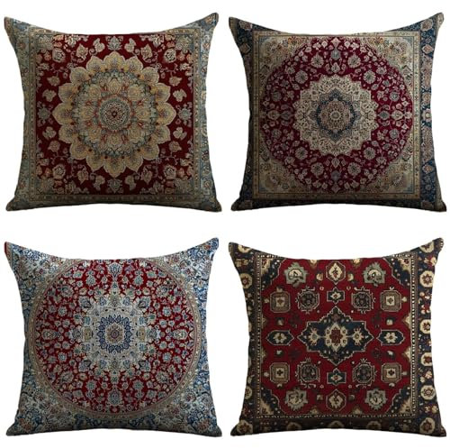 Cuscini Esterno Retro Federe Cuscini Divano 70x70cm Cuscino Divano Boemia Velluto Copricuscini Decorativi Doppia Faccia Stampa Fodera per Cuscino per Sedia Camera da Letto Arredo Esterni Giardino JL-3