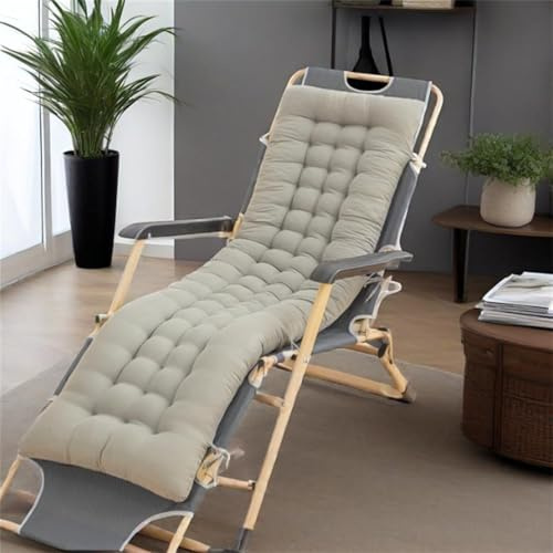 Highdi Cojin para Tumbona de jardín Solamente, Cojines Sillas Reclinables Antideslizante Gruesos Cojines para sillones de Exterior, Colchón Banco Acolchado Grueso, Hamacas (Gris,48x155cm)