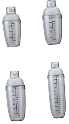 ULTECHNOVO Shaker à Cocktail En Plastique 5 Pièces Gradué 350ml-1000ml Anti-fuite Noir Avec Balance Pour Bar Et Préparation De Boissons