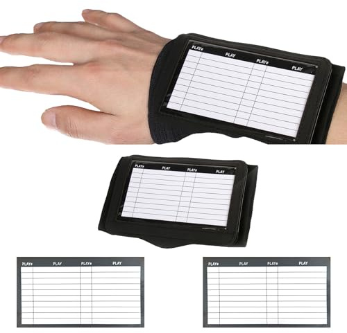 Football Wrist Playbook con 2 carte di carta per football americano con 2 carte da gioco, Wrist Coach Football, Football Band con finestra trasparente, Tactical Wristcoach per vari sport