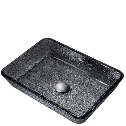 Vasque À Poser Lavabo de navire de salle de bains Toilettes Lavabo rectangulaire Lavabo en verre trempé Lavabo de comptoir d'art d'hôtel Lavabo De Salle De Bain(C,Sink only)