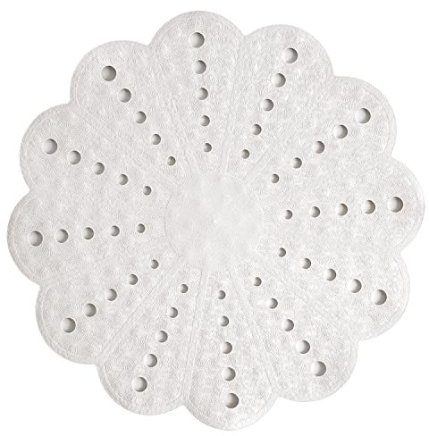 Showerdrape Petal Non Slip Round Shower Mat, White Bath Matt With Unique Flower Design For Bathroom, Round Rubber Bathroom Mat Anti Slip Floor Mat, Ideal Use For Toilet, Shower & Bath, 54 × 54cm