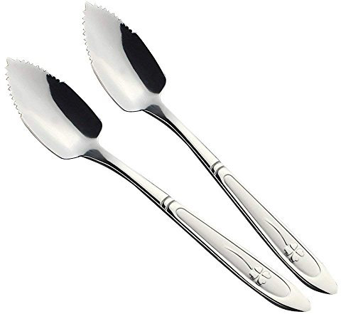 Cucchiaio di pompelmo in acciaio inox, 3 pezzi di spessore, cucchiaio da dessert, bordo seghettato, per picnic