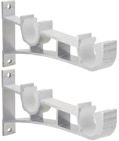 VOSAREA Soporte Doble De Barra De Cortina De Aleación De Aluminio para Montaje En Pared con Placa Giratoria Compatible con Barras De 1.1 Pulgadas 2 Piezas para Cortinas Y Persianas Pesadas