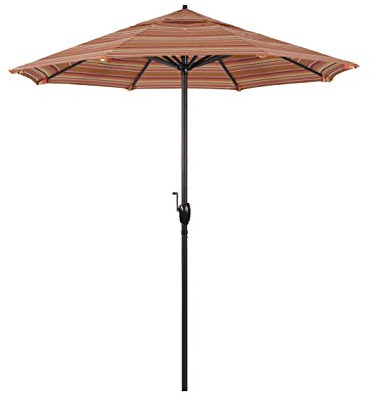 California Umbrella 7.5' Round Sunbrella Aluminum Outdoor Deck, Pool or Patio Umbrella, Crank Lift, Auto Tilt, Bronze Pole, Dolce Mange
