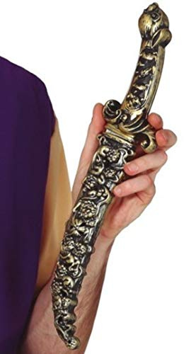 FIESTAS GUIRCA | Daga Japonesa con Funda (40 cm) - Accesorio de Disfraz para Carnaval, Fiestas Temáticas de Príncipe del Desierto, Jeque, Guerrero Oriental, Samurai - Adulto Infantil - Plata Oro