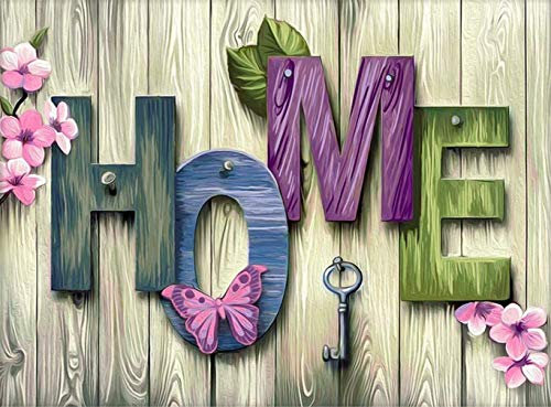 Abillyn Kreuzstich Stickpackungen Vorgedruckt, Holzschild Haus und Schmetterling Bilder Stickerei Set (Haus)