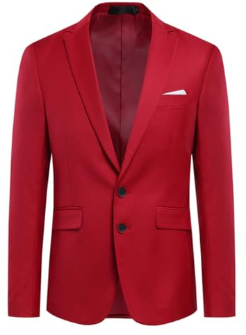 Allthemen Herrkavaj slim fit kostymjacka business bröllop blazer modern, röd, S