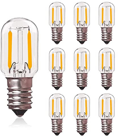 Lampadine notturne E12 dimmerabili, 15W equivalenti lampada di sale T20 2200K bianco caldo Base E12 Mini lampadina LED a candelabro per forno a microonde Frigorifero Ventilatore da soffitto 5 pezzi