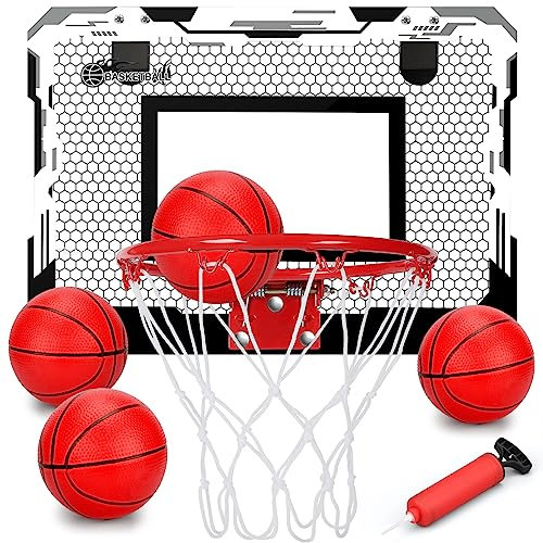 Mini Basketballkorb Indoor Reifen für Kinder Erwachsene, Mini Basketballkorb Zimmer mit 4 Basketball, über der Tür Raum Basketball Reifen, Basketballkörbe tür Set Sport Spielzeug Geschenk