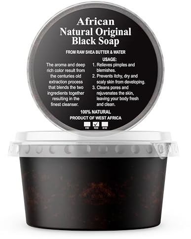 HERBOGANIC Raw African Black Soap Paste 16 oz - 100% pure natural Product of Ghana with benefits of Shea Butter - black soap is great for acne, Eczema, blackheads, face, hair and body wash.