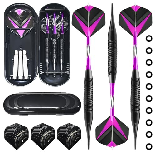 MAXQUU 1 Set of Darts with Plastic Tips, Soft Dart Set Accessories, Dart Arrows, Electronic Dart Needle, Professional Soft Darts (Purple)