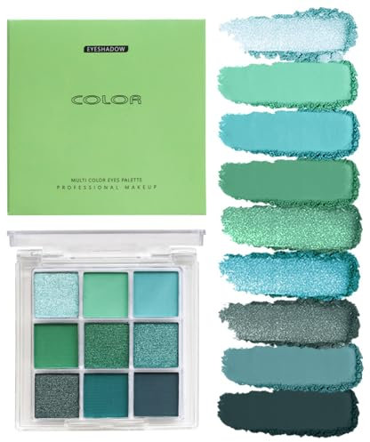 GL-Turelifes 9-farbige grüne Lidschattenpalette, Matt und Pearl Green Lidschattenpalette St. Patricks Day Augen Make-up für Frühling Farbe Lidschatten, wasserdicht, hochpigmentiert Lidschatten (grün)