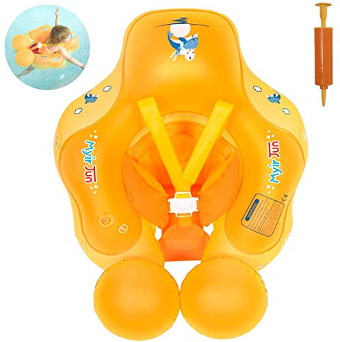 Myir JUN Schwimmring Baby, Aufblasbarer Baby Schwimmring Baby Schwimmreifen Schwimmhilfe mit Baby Schwimmsitz für Kleinkind Baby Float von 3-12 Monate (S, Orange)