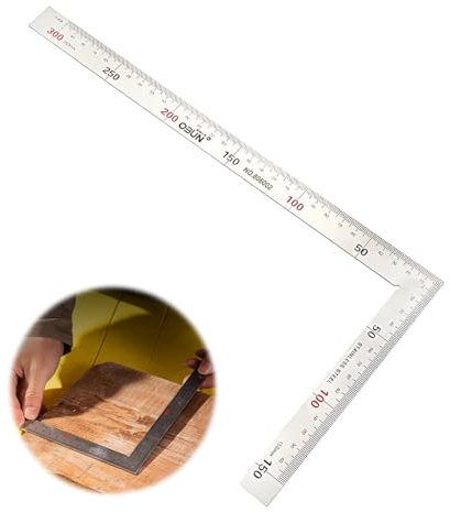 1 Pieza Regla Cuadrada 90 Grados Regla de Ángulo Recto Regla Cuadrada Carpintero Regla de Acero Inoxidable Cuadrada en Forma de L para Dibujo Gráfico,falsa escuadra,regla metalica