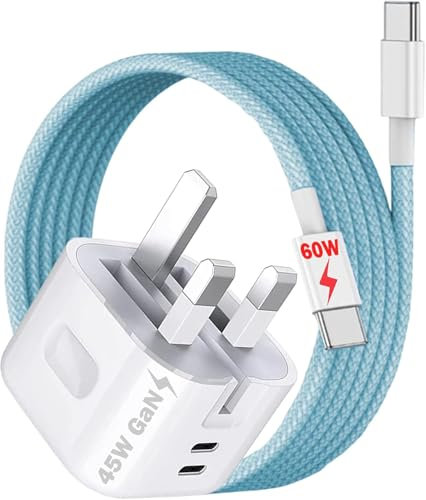 45W Charger For Google Pixel 10/10-Pro/10-Pro-XL, 9/9a/9-Pro XL Fold, 8/8a/8-Pro, 7/7a/7-Pro, 6/6a/6-Pro Adapter Plug GaN Fast Charging For Google Watch, Tablet & Pixel Phone 10/9/8 Charger (BLUE)