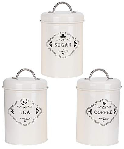 RASTKY Tarros de Almacenamiento de Cocina, Juego de Botes Sellados para té, café, Azúcar, Contenedor de Almacenamiento Sellado para Organización de Cocina en el Hogar, Color Cremoso