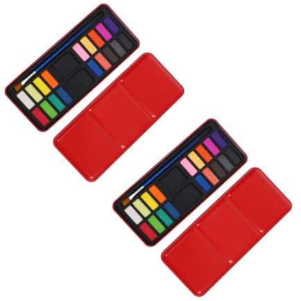 Tofficu 2-teiliges Set Aquarellfarben Anhänger Pastell Kleine Kisten Miniaturfiguren Miniaturen Reise-aquarell-Set Tragbares Aquarellset Gouachefarben Eisen