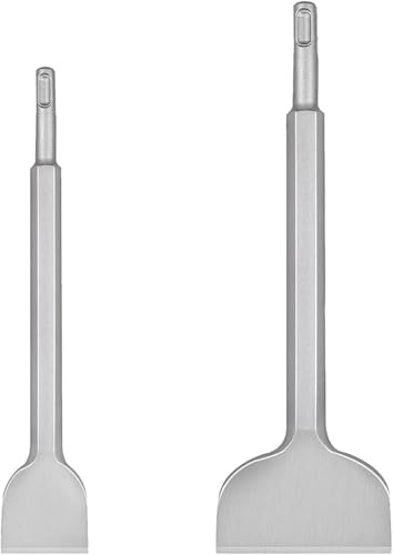 Raheem 2 stycken SDS-plus mejselset av 40 CR stål, kakelmejsel, 280 x 100 mm och platt mejsel, 250 x 40 mm, SDS-mejsel, för borrhammare, lämplig för kakelborttagning, kakellim, betong, murverk, gips
